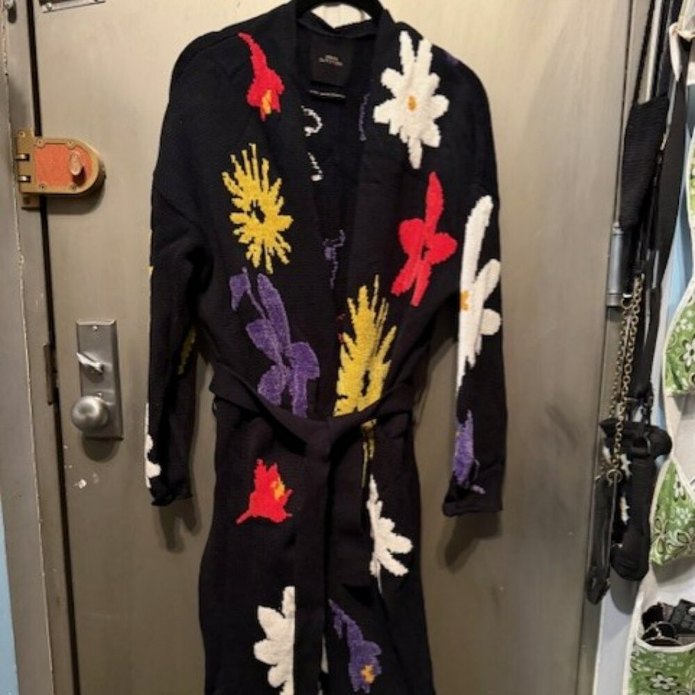 Retro Boho Longline Floral Chenille Sweater Cardigan / Coat - XS /Small - NWOT - Picture 7 of 16